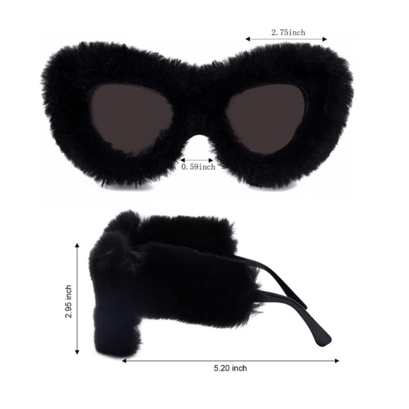 Plush Fuzzy Cat Eye Sunglasses Punk Soft Velvet Shades Trendy display picture 2